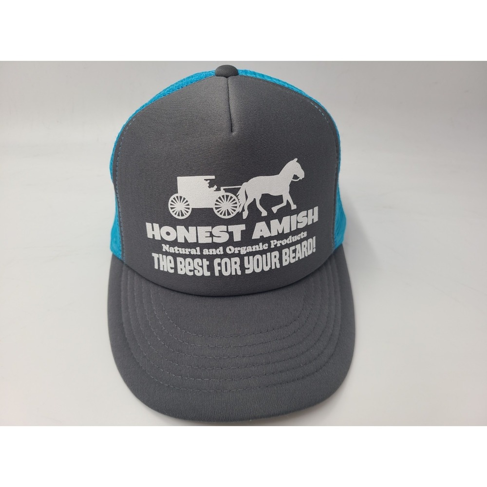 Honest Amish Beard Mesh Trucker Snapback Hat Cap Grooming Hair Care Gray Blue